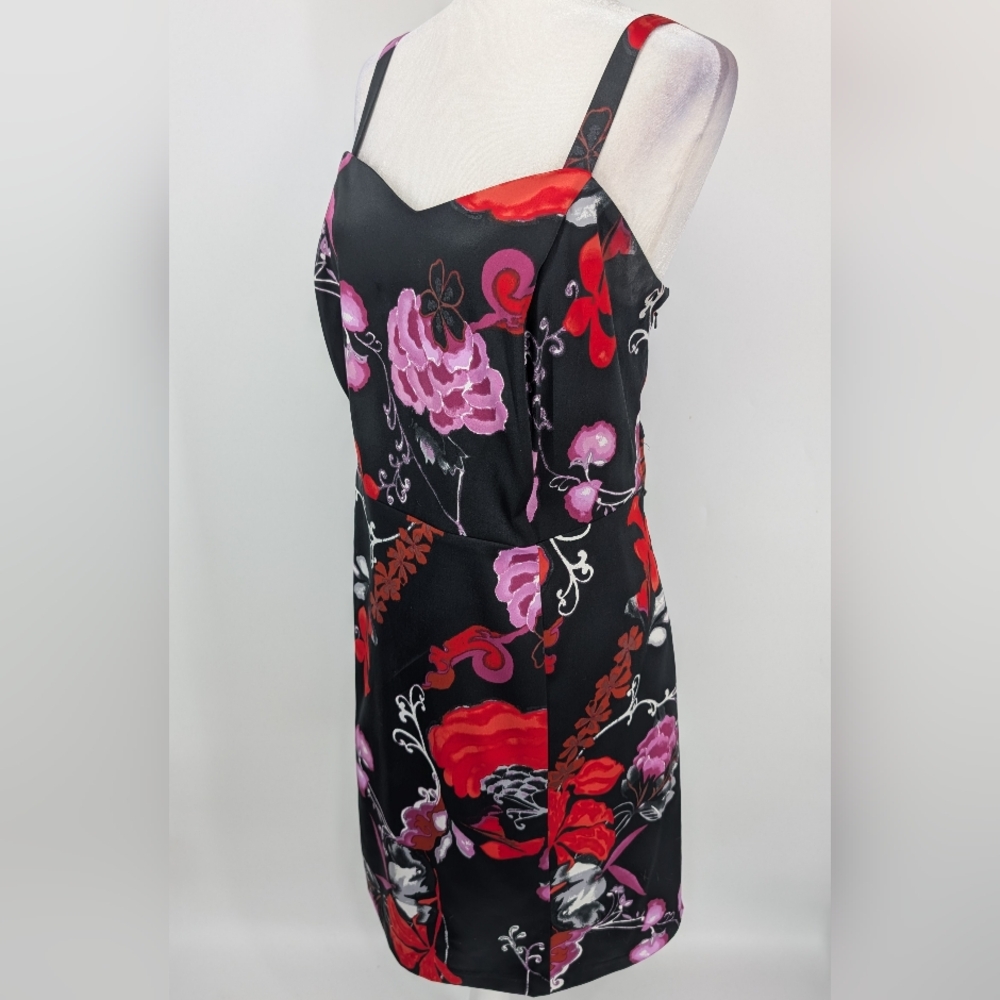 Lane Bryant Black Red Purple Y2K Floral Sleeveless Strapless Mini Party Dress 20